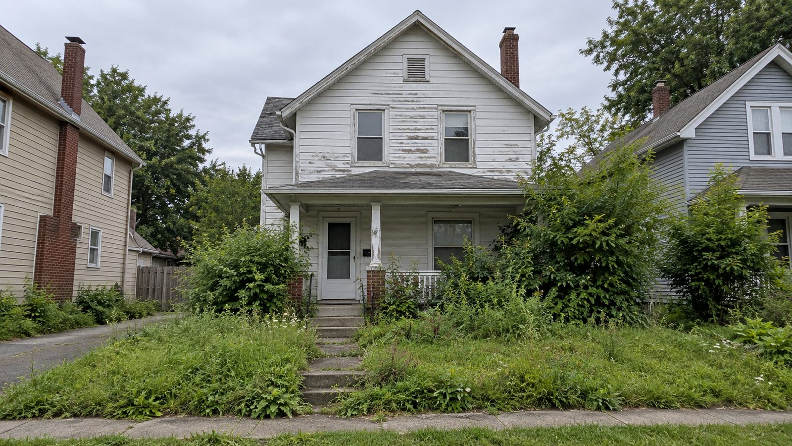 An older house on a Columbus, Ohio street, the kind of house Closing Columbus buys as-is for cash